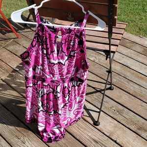 Cute Tropical Keyhole Peplum Tank Top - Med